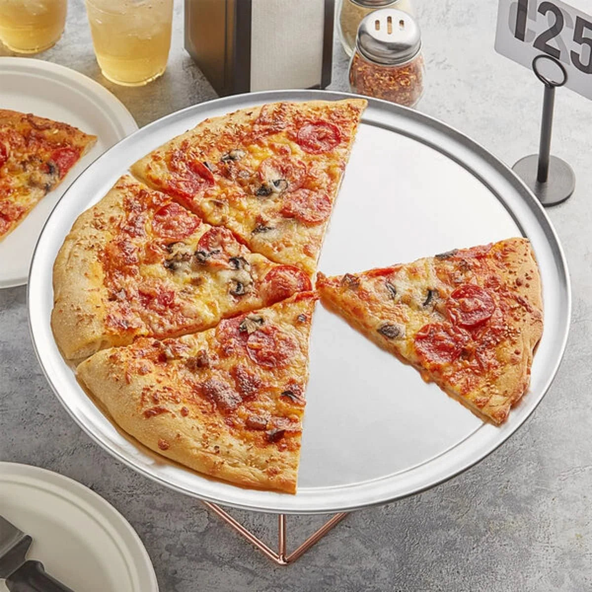 Round Aluminum 3 Baking Tray Pizza Rim- Pizzeria Restaurants for Tray & 16” Pizza of Round Pan Baking Home Wide Bakeware Pizza Kitchen Tray Pan TrueCraftware- Set Tray