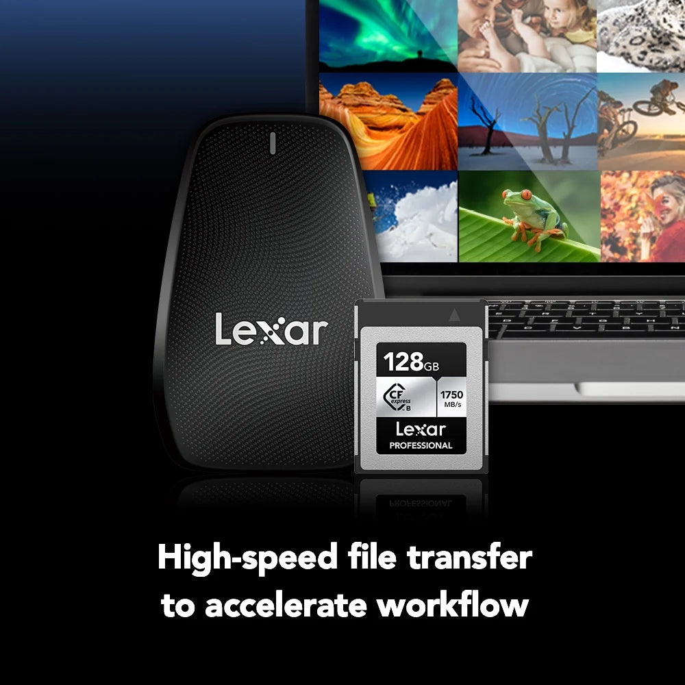 128GB 2 LRW 3.2 with 1667x B/SD Bundle Gen Type SDXC Memory Card and 128GB Type Memory B CFexpress Series Card LCXEXSL128G-RNENG 520 SILVER Professional USB Card CFexpress Reader Lexar