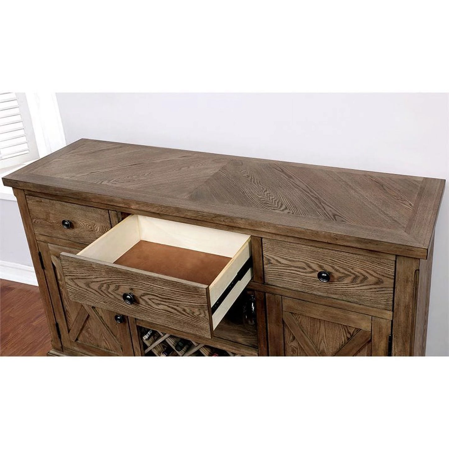 Multi-Storage Light Wood Kora Buffet Furniture America in of Oak Rustic