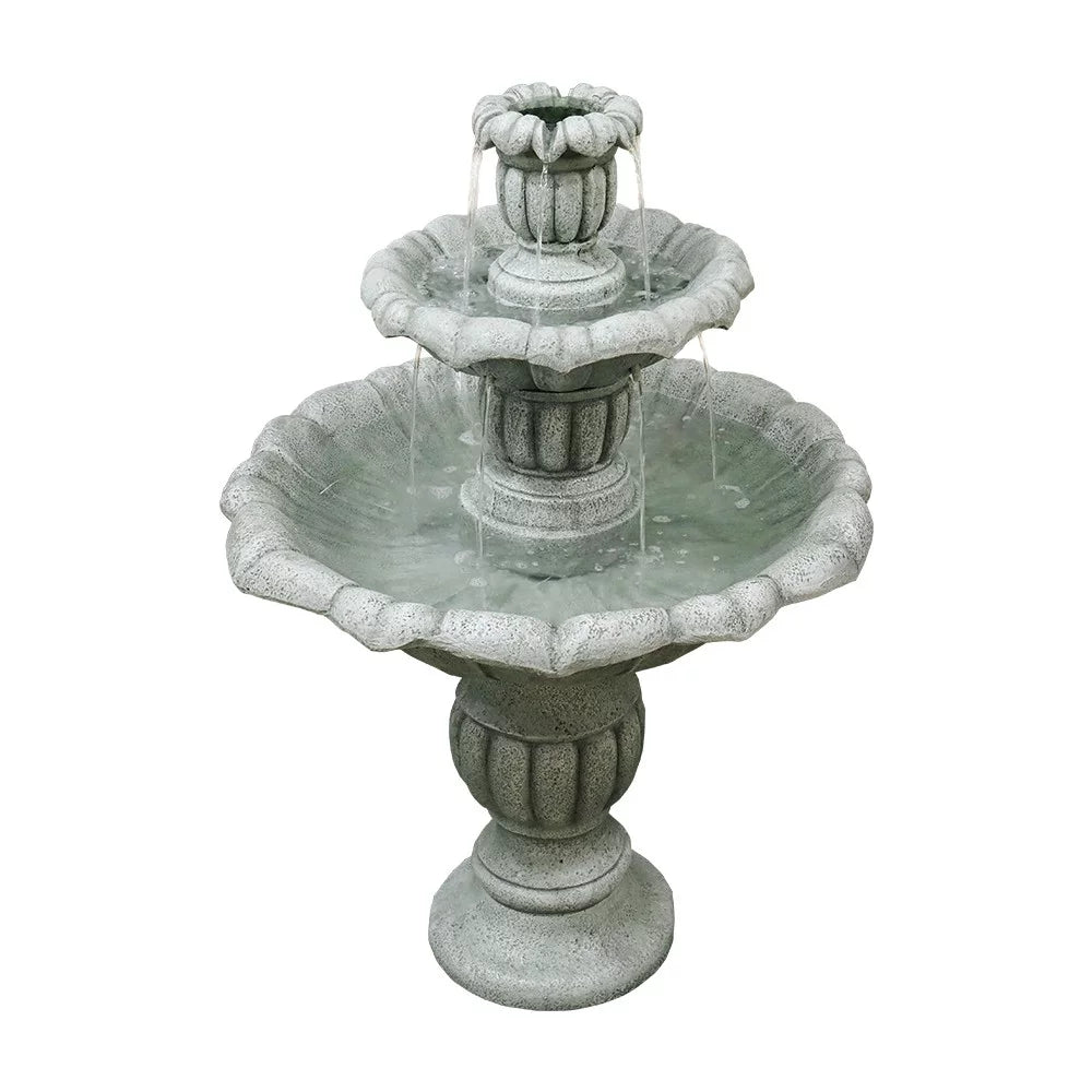 Concrete Outdoor 39In Mediterranean Fountain 3Tier Construction Water