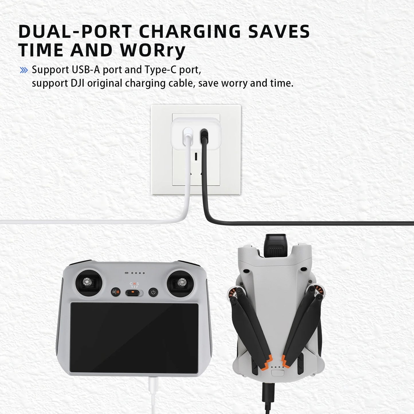 with 3 USB for Charger Mini Pro Cable Dual-Port Parts 2/Mini Type-C Charging Charging DJI 30W