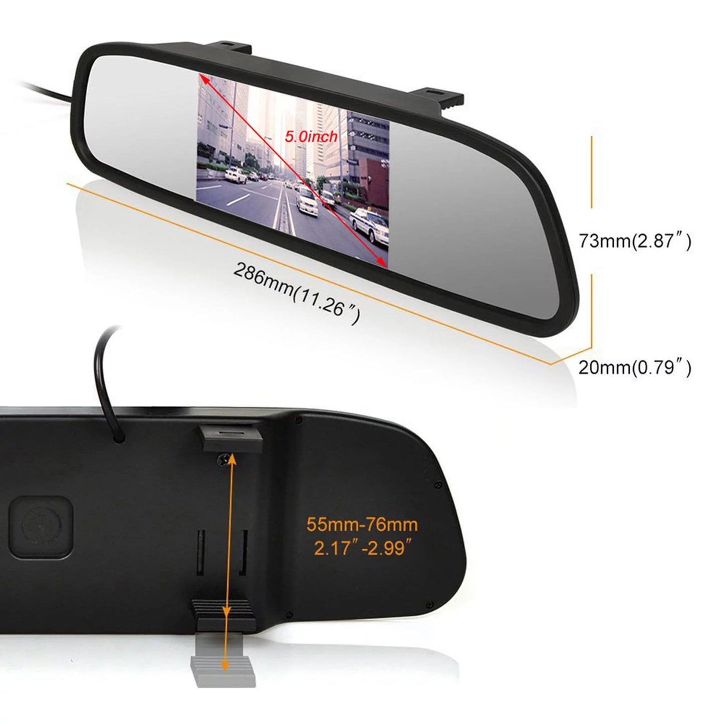 Video with Monitor Car Display Camera Rearview Inch 5 Mirror Reversing Auto