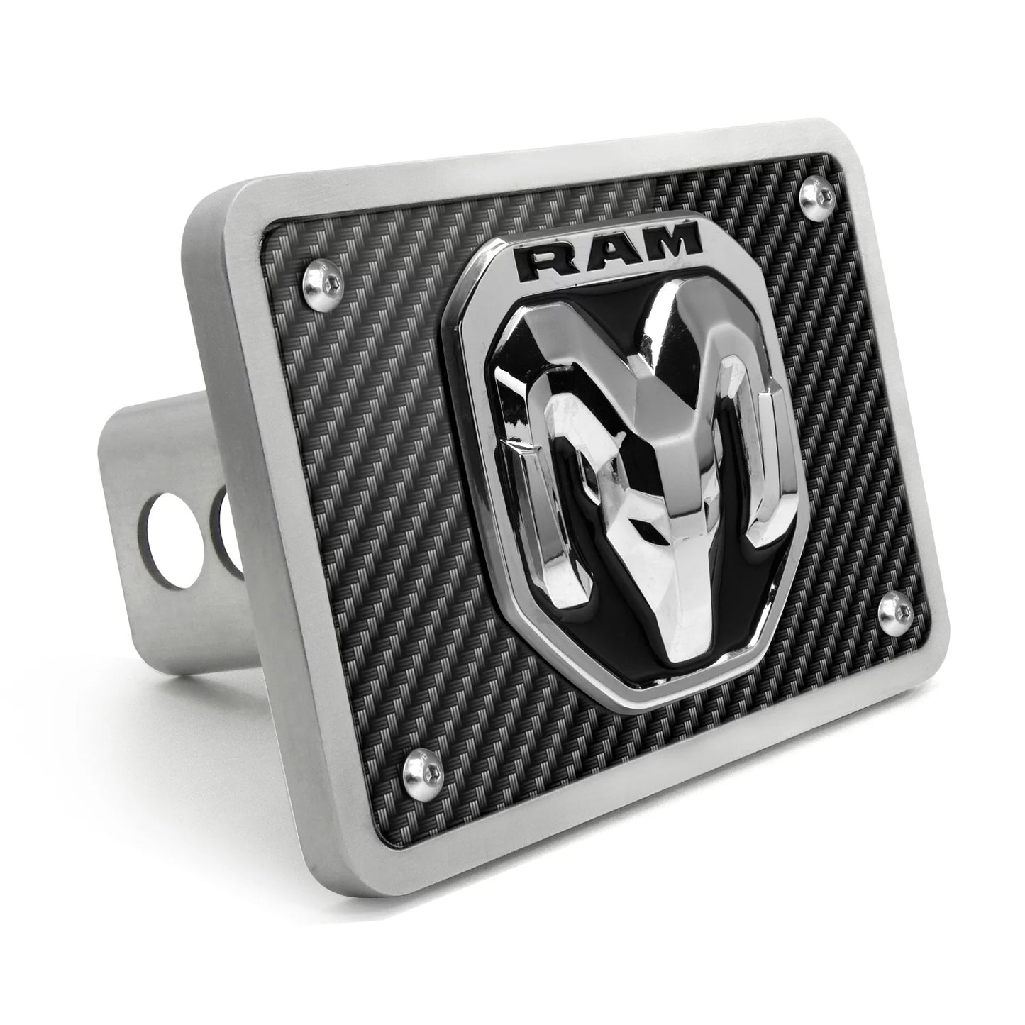 Carbon on 2019 2 Look Tow Billet Logo 3D inch Fiber RAM Hitch Cover Aluminum