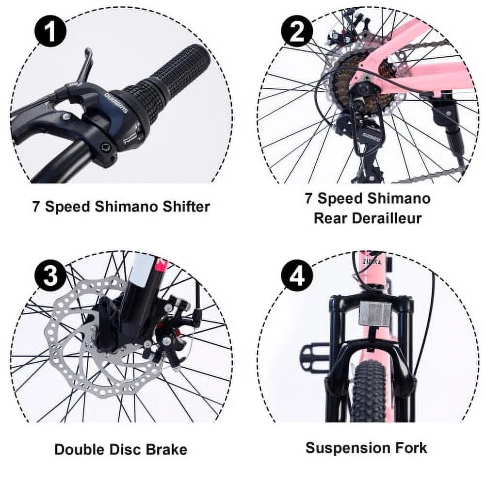 Bike Mountain 7-Speed 24 shimano inch for Girls bike and Boys Mountain