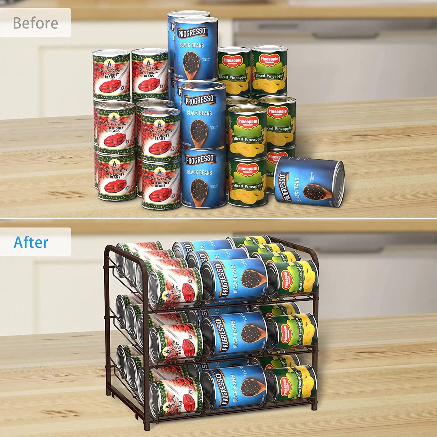 Pull Living Two-piece Large Capacity, Suitable Organizer, and Can Kitchen Room Countertops Stackable 72 Cans For Rack