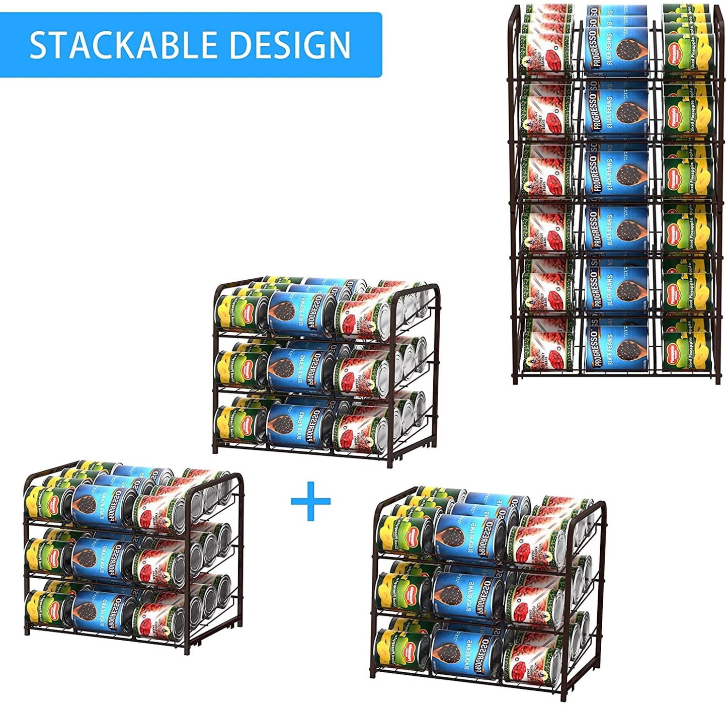 Pull Living Two-piece Large Capacity, Suitable Organizer, and Can Kitchen Room Countertops Stackable 72 Cans For Rack