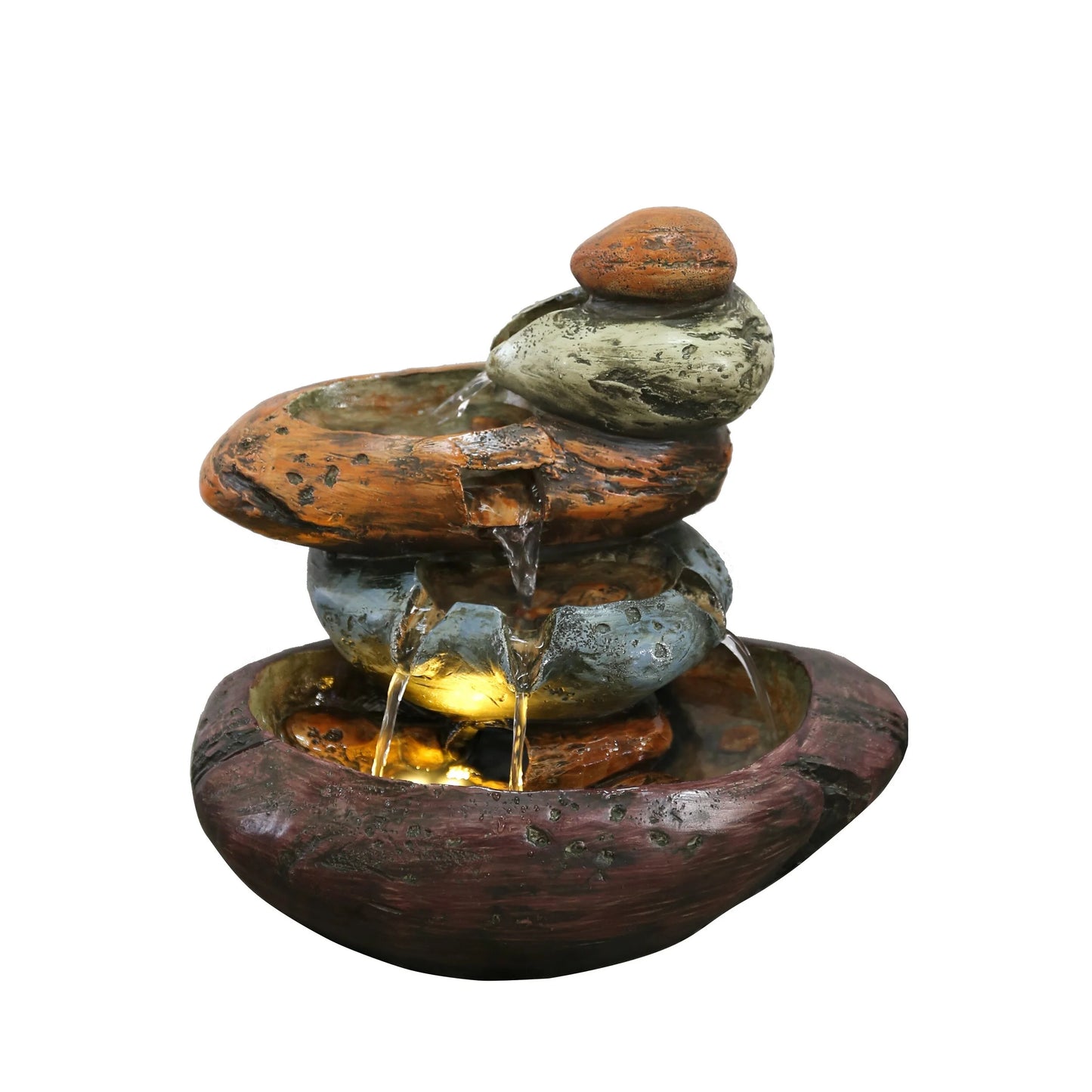 Multicolour Fountain LED Stone With Warm Lights White Tabletop