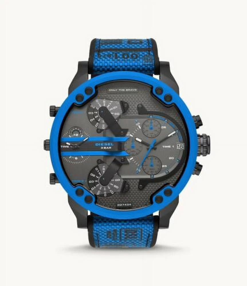 TIME MR. DZ7434 NEW BLUE 4 NYLON WATCH BLACK DIESEL CHRONOGRAPH MEN'S 2.0 DADDY