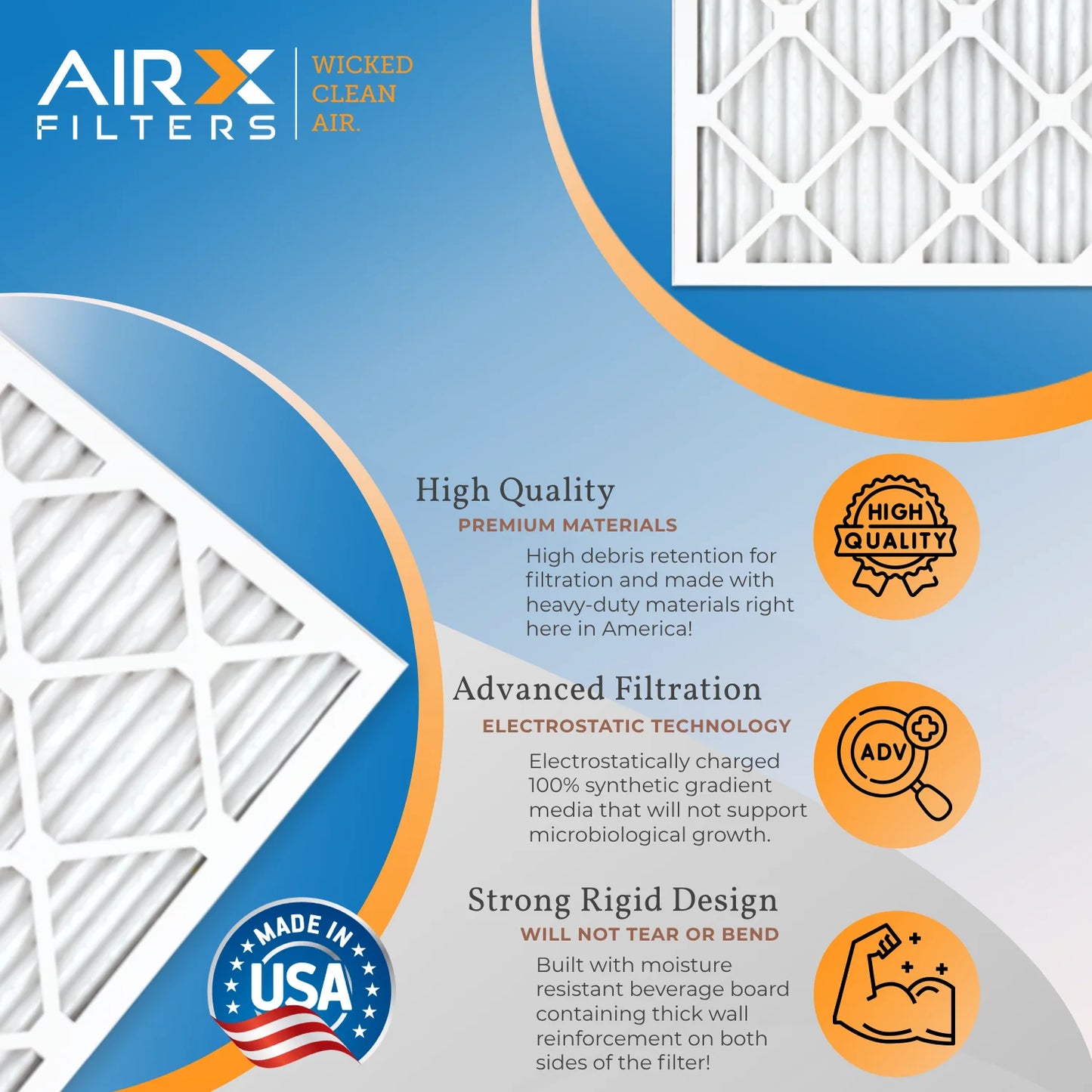 to in by Made 2200 - Filter FILTERS MERV CLEAN Filters USA AIRX 9 WICKED Comparable 12 1500 & Pack AIR. of 13 MPR Air 16x16x1 - Rating, Furnace FPR