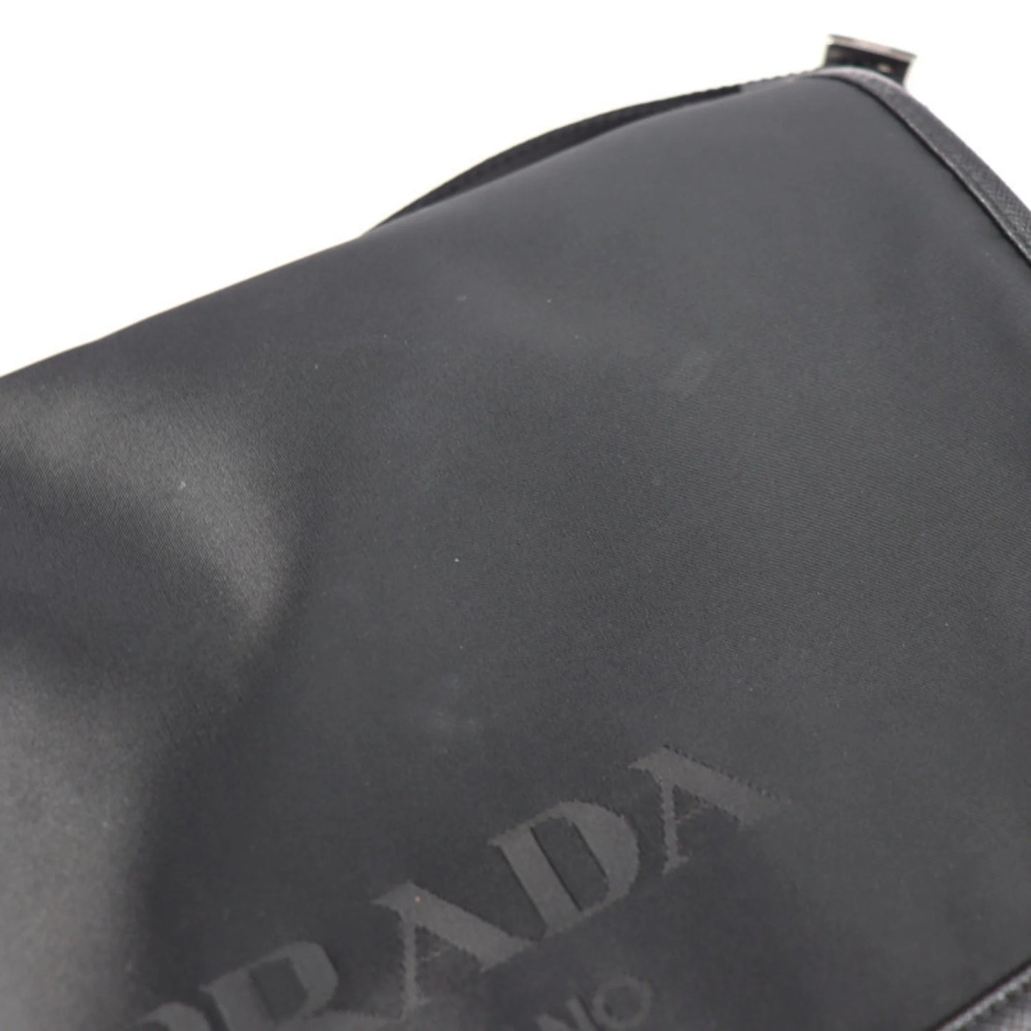 black silver leather 2VD951 logo triangle mark bag shoulder (Good) metal Pre-Owned messenger fittings Prada PRADA nylon