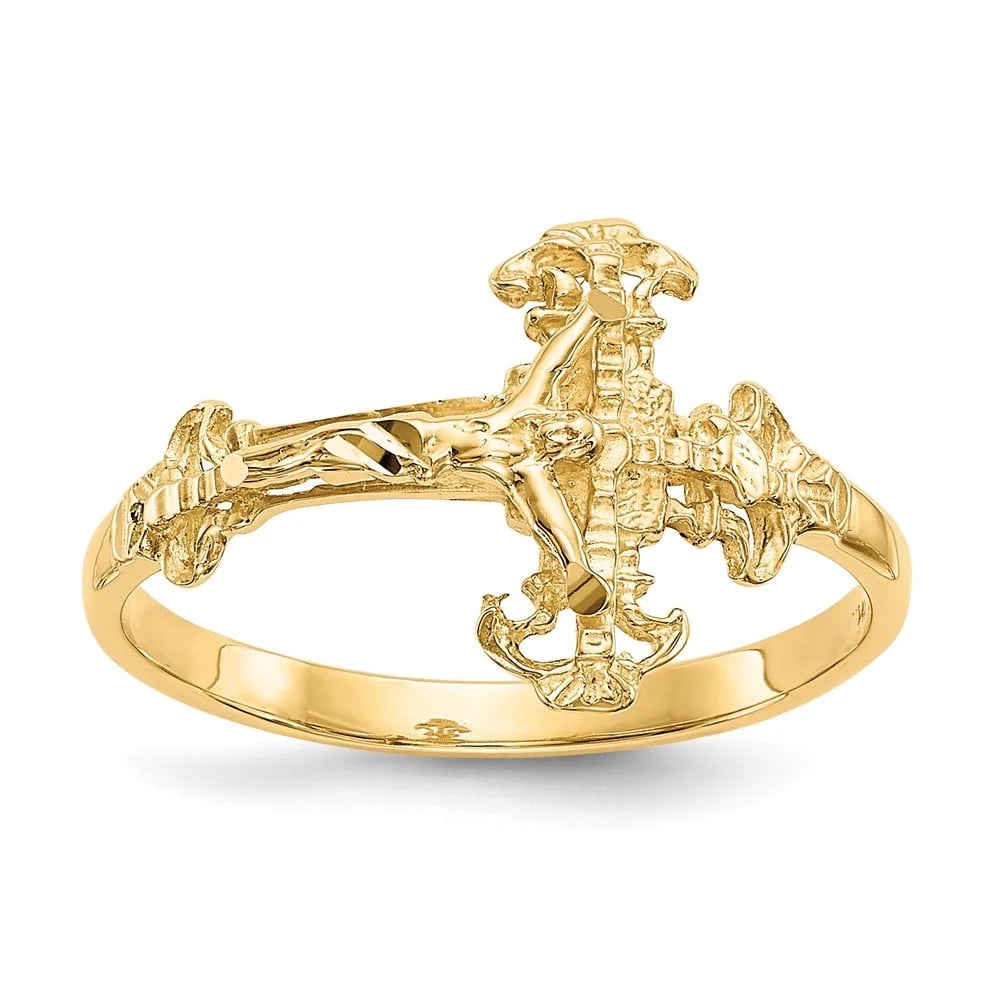 Auriga Diamond-cut Ring Size- Fine Cross Yellow for Women Jewelry Crucifix 6 10K Gold