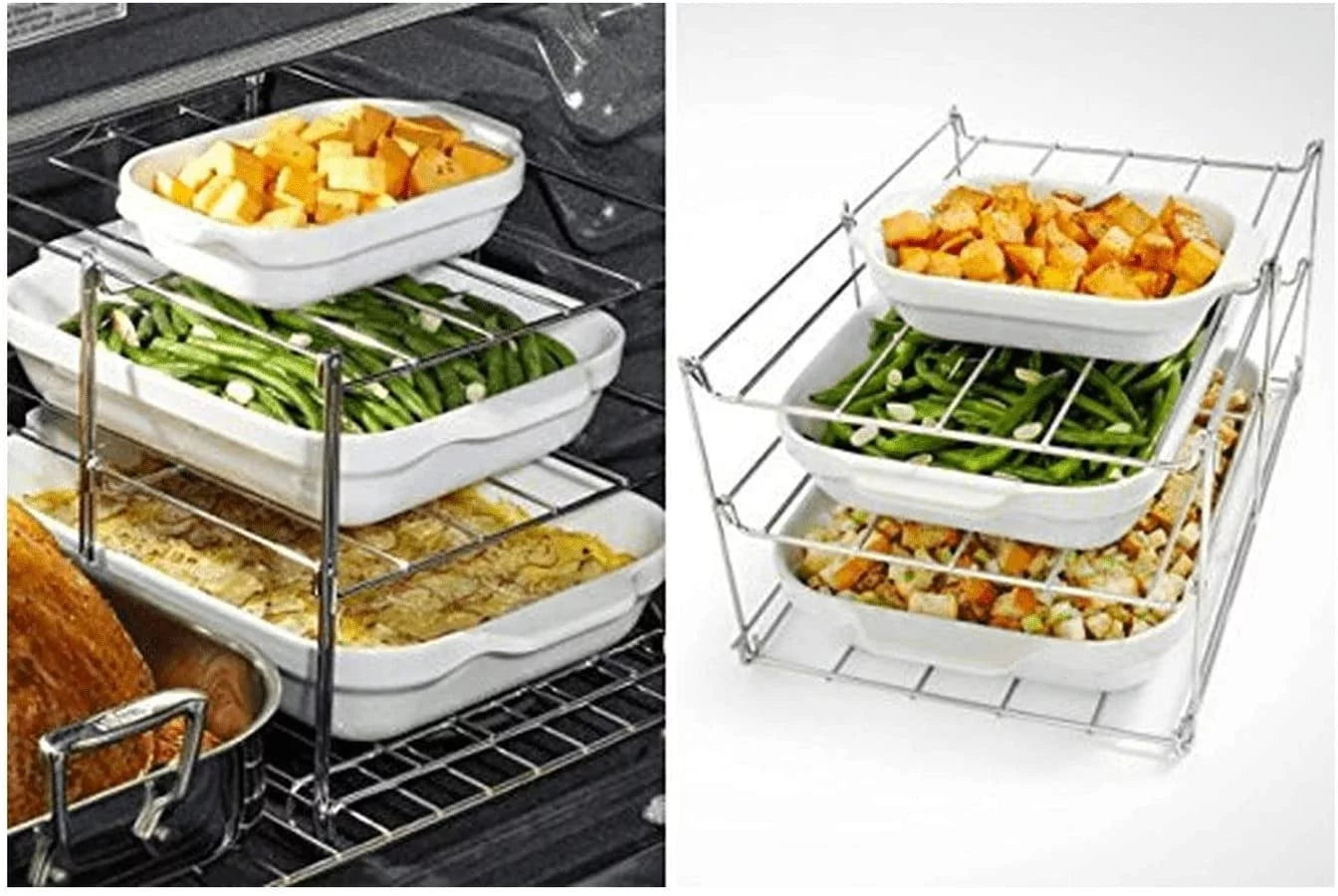 | Oven Baking Rack Space & (1) Roasting Lifter And & Turkey Saving | Rack Includes 3-Tier Tasks Oven (1) Turkey Rack Roasting Collapsible Multiple Lifter For KOVOT Oven Rack