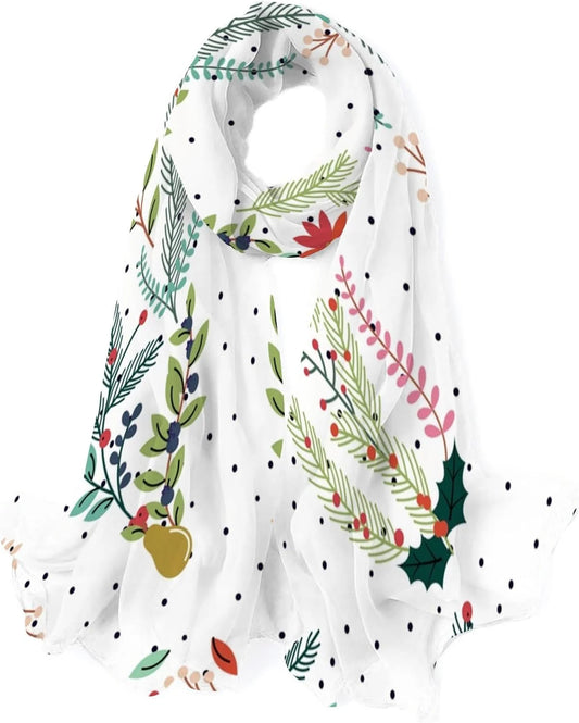 Silk Wraps Print Vintage Women Christmas Shawls Floral Scarf Flowers Hair Year Scarves Colorful New Neck