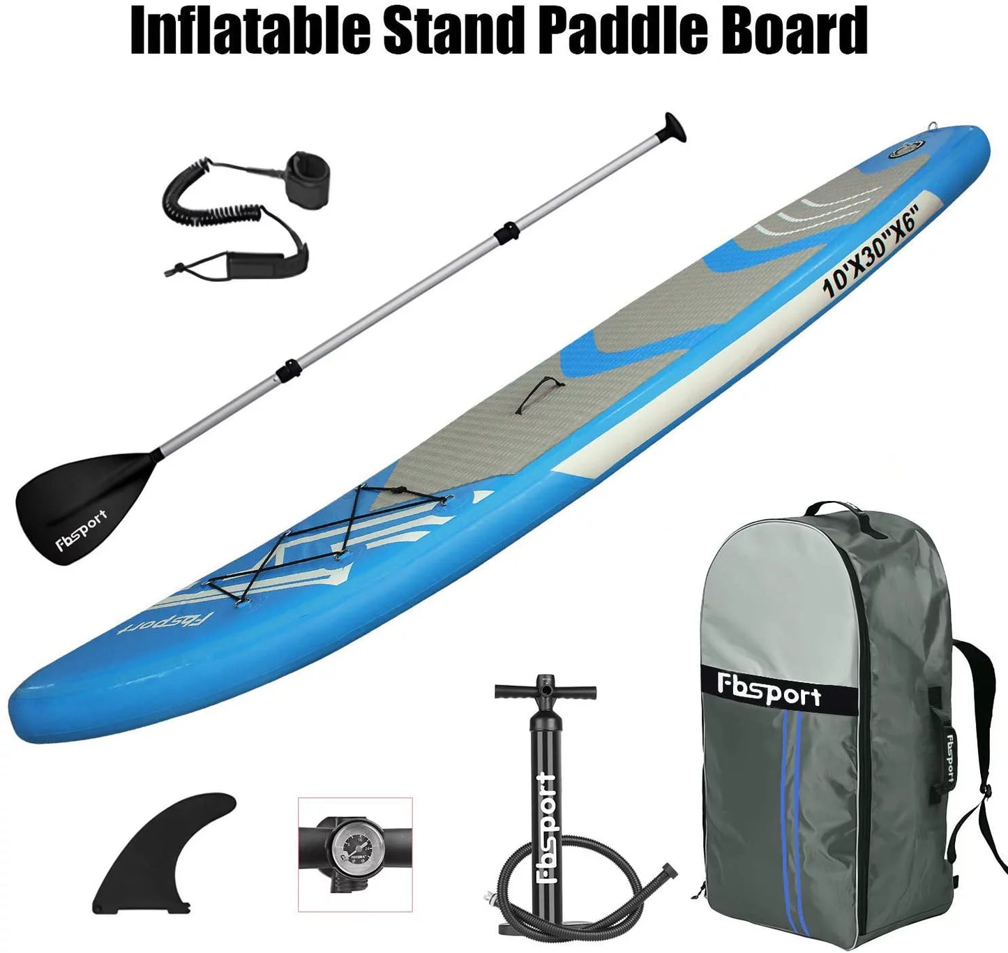 Up & Carry SUP Non-Slip Ft Bag, Boat Paddle Inflatable Control, 11 Surfboard Stand w/Complete Accessories Deck, Thickening Board FBSPORT Surf Standing