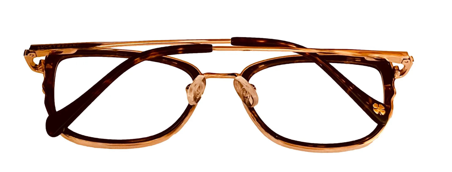 Eyeglass Gold D116. Women's Butterly Brand Lucky Metal Tortoise 54mm