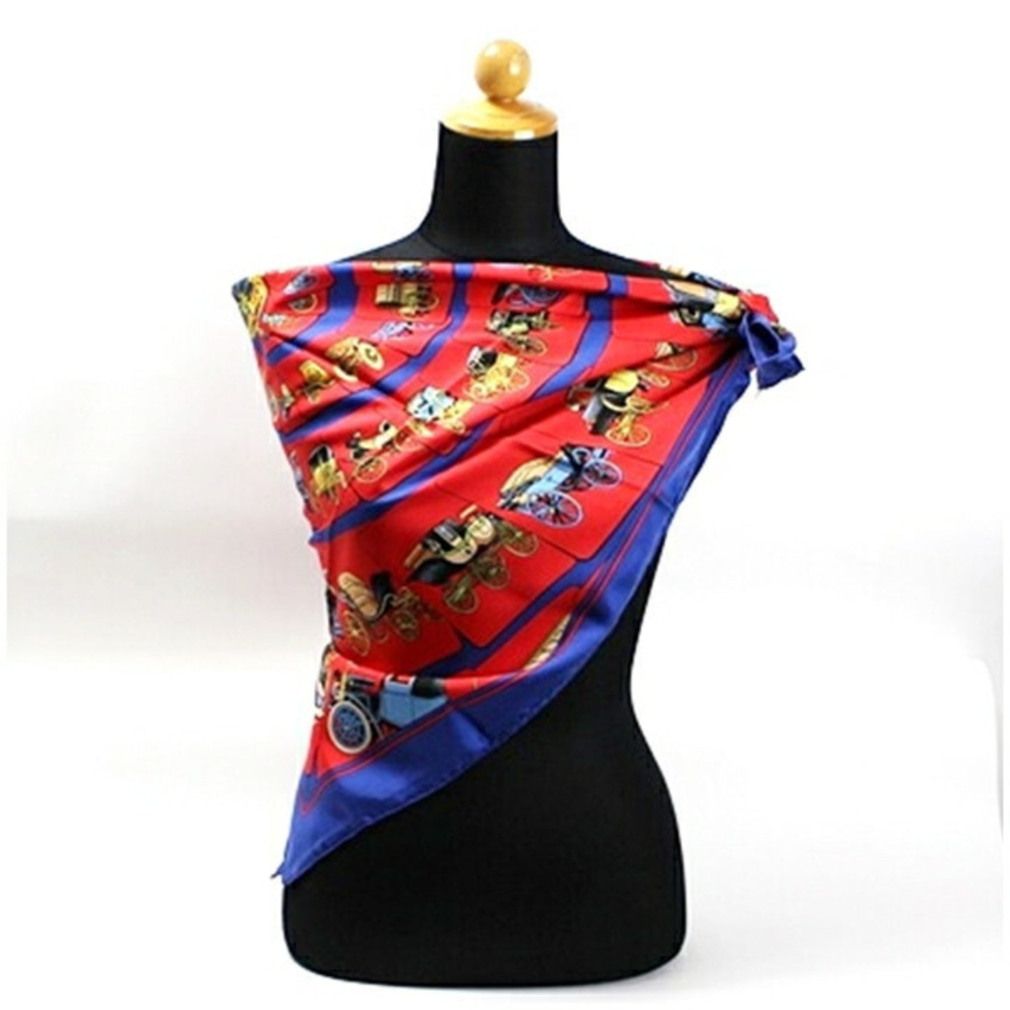 Women's Red Silk HERMES Hermes Pre-Owned Blue x CARROSSERIE Scarf Carriage) (Spiral Muffler (Good)