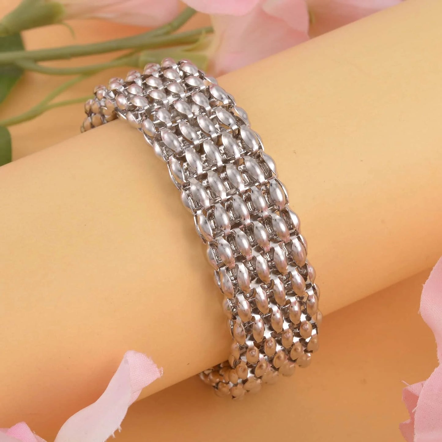 Mom Jewelry Mothers Birthday LC 7.5-9" Chain Steel for Day Women Mesh Shop Size Bracelet Gifts for Stainless