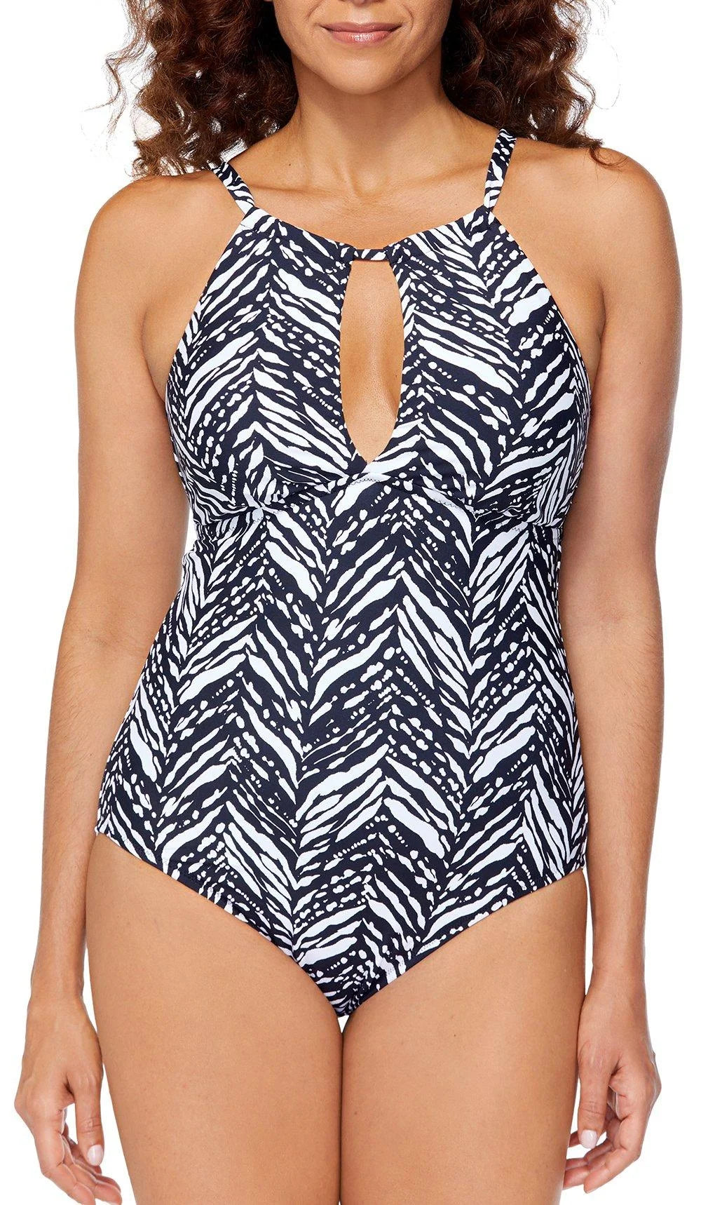 6 Kalahari Leilani Womens Poolside Black/white Piece One Swimsuit