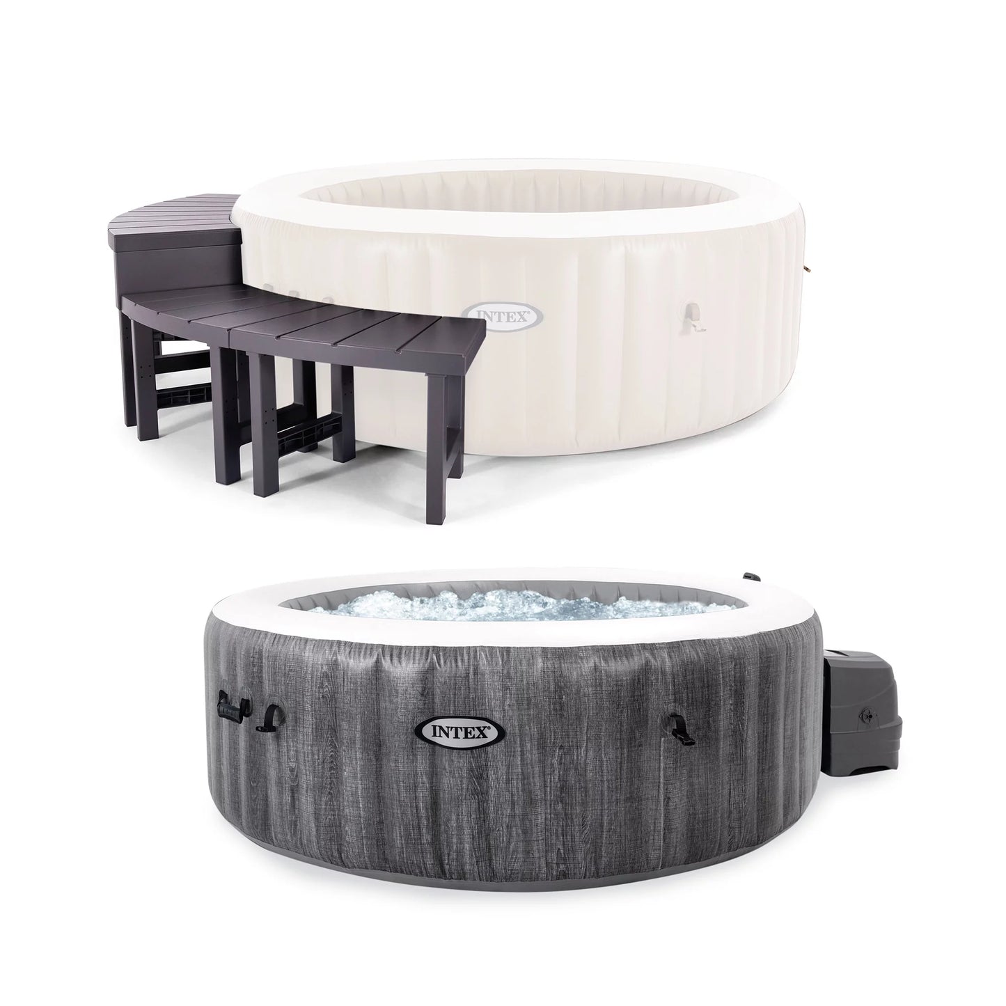 PureSpa Inflatable Hot Intex Greywood Jet w/ Spa Benches Accessory Tub Plus