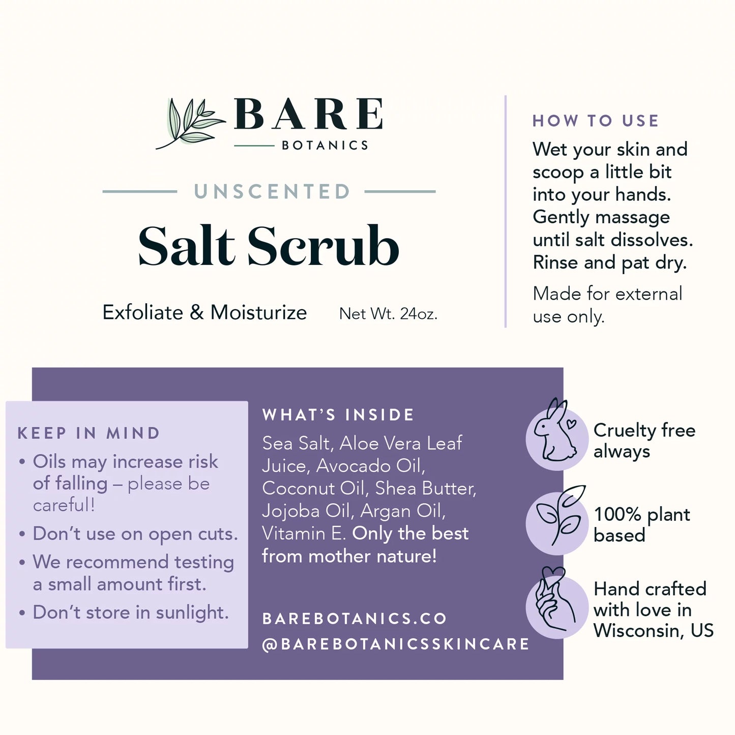 oz Unscented Sea Botanics Bare Scrub Salt Body Scrub 24