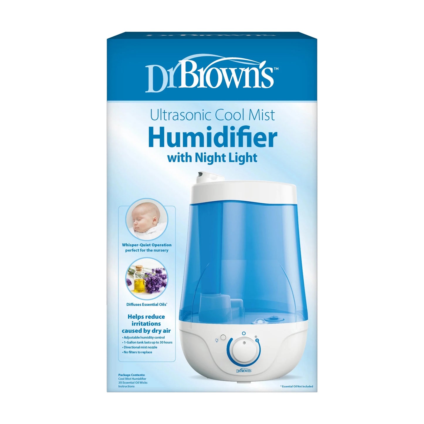 Nursery for Night Diffuser Dr. Optional Brown's and with Mist Ultrasonic Light, Baby Cool Humidifier