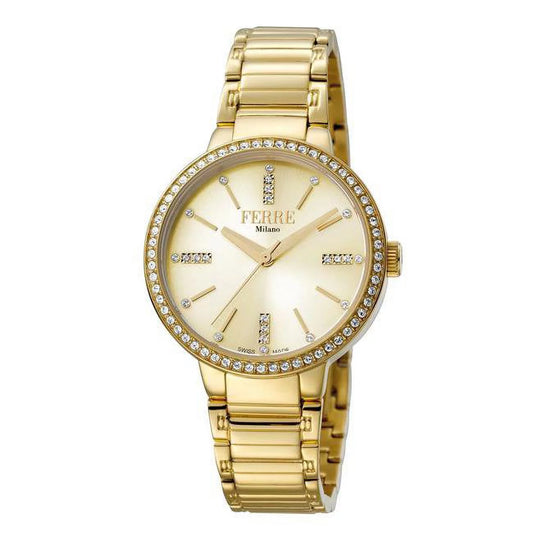 with Made Womens Dial Quartz Watch Gold Swiss Gold Bracelet Ferre Milano