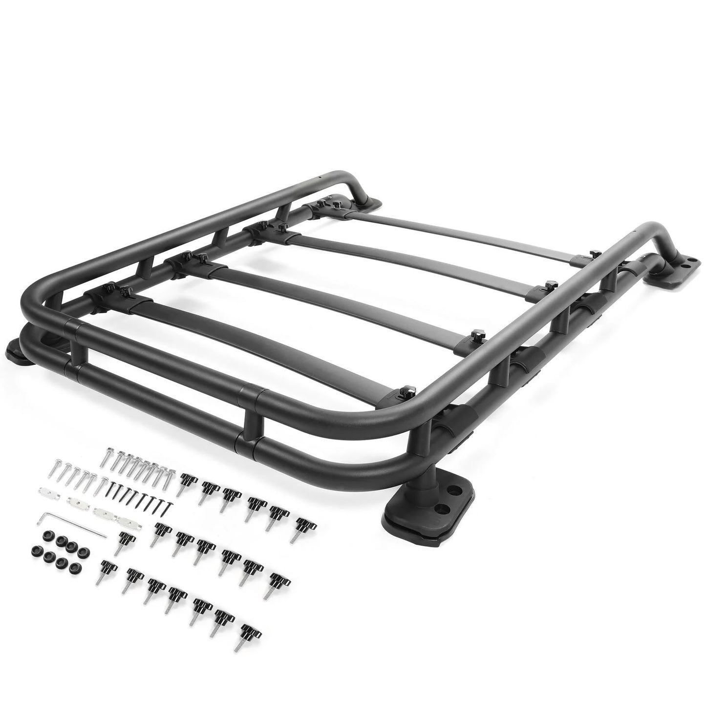 Toyota Bar Rack with Coated Carrier Black Luggage 4Runner Cargo 2010-2023 Roof Powder Extra Aluminum Basket Rooftop Compatible