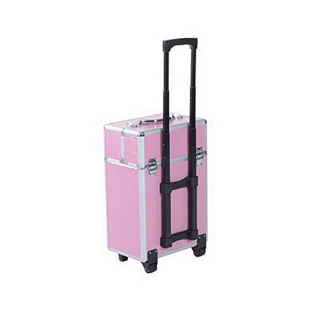 Train Makeup Wheels Tier 4 Rolling with Cosmetic Pink Cosmetic Lockable Cases, Women, Extendable Makeup Rolling for Organizer Trays, Case Cosmetic WRWQ852 Case