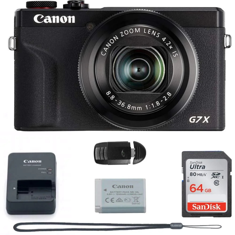 Basic - Canon PowerShot Black (64GB) X - Bundle III Accessories Camera G7 Digital Mark 20.1-Megapixel