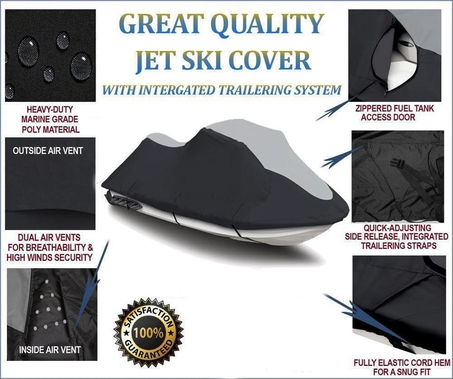 215 Ski Super Sea Sea-Doo Heavy-Duty Cover Jetski 2012-2016 PWC Doo For Jet GTR Compatible