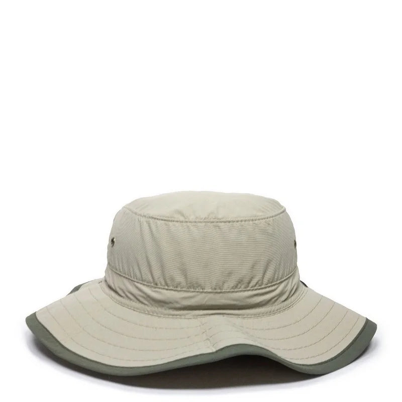 Leather Explorer Khaki Hat Outdoor BH-600 Sunblock Cord Chin Cap