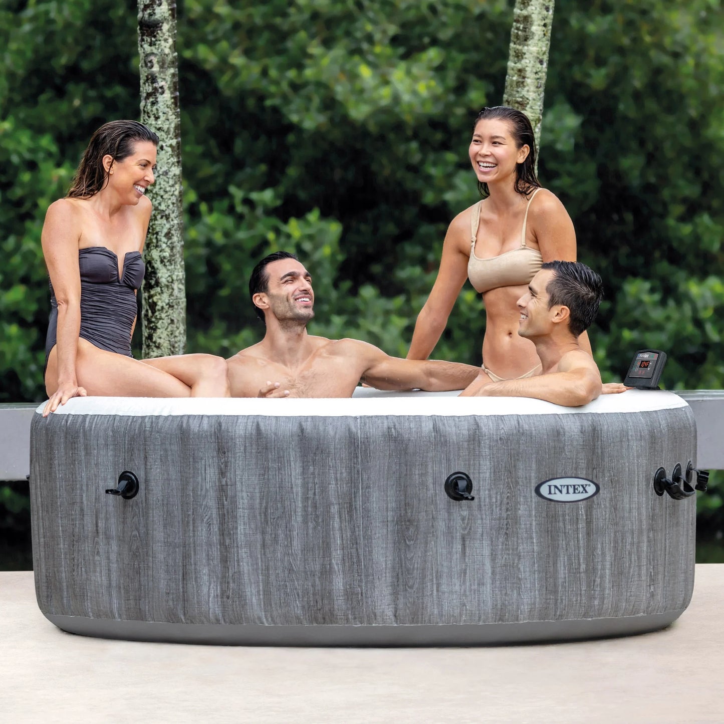 PureSpa Inflatable Hot Intex Greywood Jet w/ Spa Benches Accessory Tub Plus