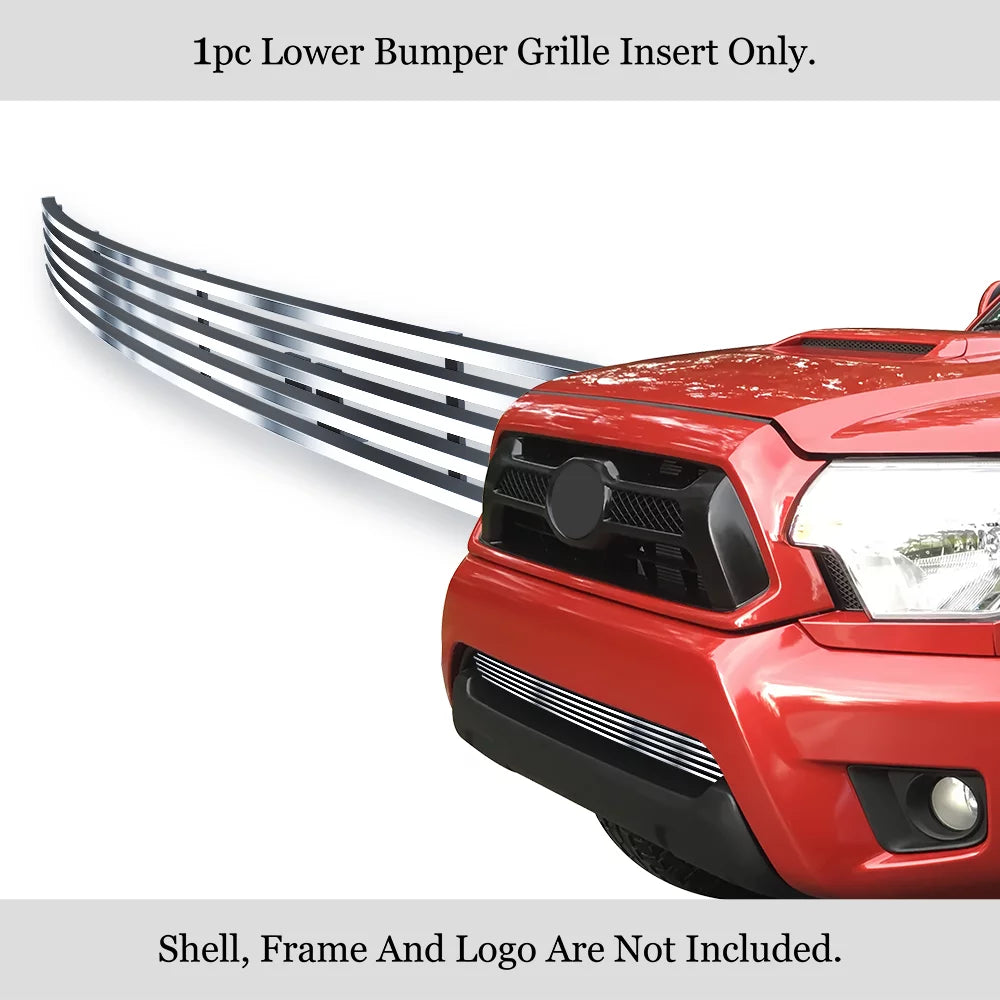 Lower Silver Tacoma Bumper Stainless Toyota Premium 2012-2015 APS Billet N19-C83966T with Grille Steel Horizontal Compatible