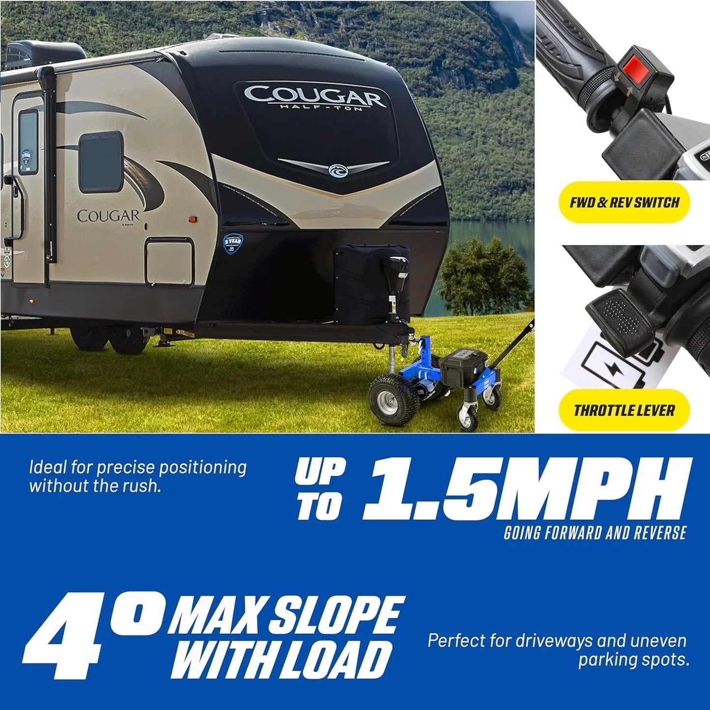 Weight, 800W Ski Goodyear – Advanced with Hitch Quiet Weight, Electric Dolly 3600LBS RV/Boat/Utility/Jet 2" 24V 7Ah, Max Trailer Ball Mover Mount Tongue Trailer Commercial 600LB Operation, DC