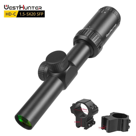 View WestHunter 1.5-5X20 Rings SFP HD-C Compact Sights,11mm Dovetail Clear Hunting Scope