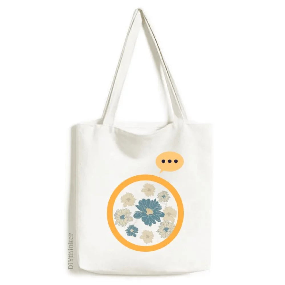 Tote Flower Expression Chrysanthemum Sack Bag Blue Shoulder Canvas