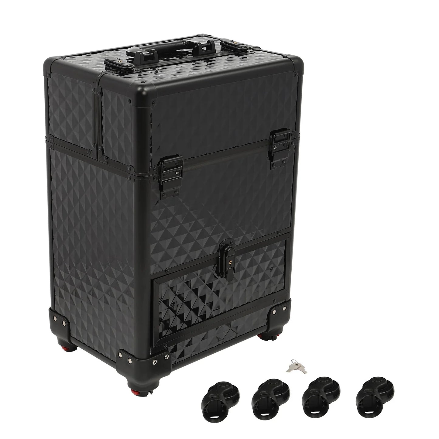 Case Cart Luggage Manicure Makeup Wheeled Trolley Storage Case Cosmetic Salon Train Rolling Aiqidi Box Organizer Trunk Nail Black