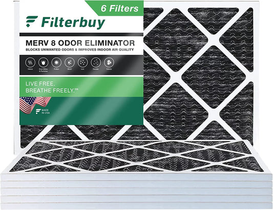 Activated Furnace 12x24x1 Odor (6-Pack) Pleated MERV with 8 Filters HVAC AC Air Carbon Filterbuy Eliminator