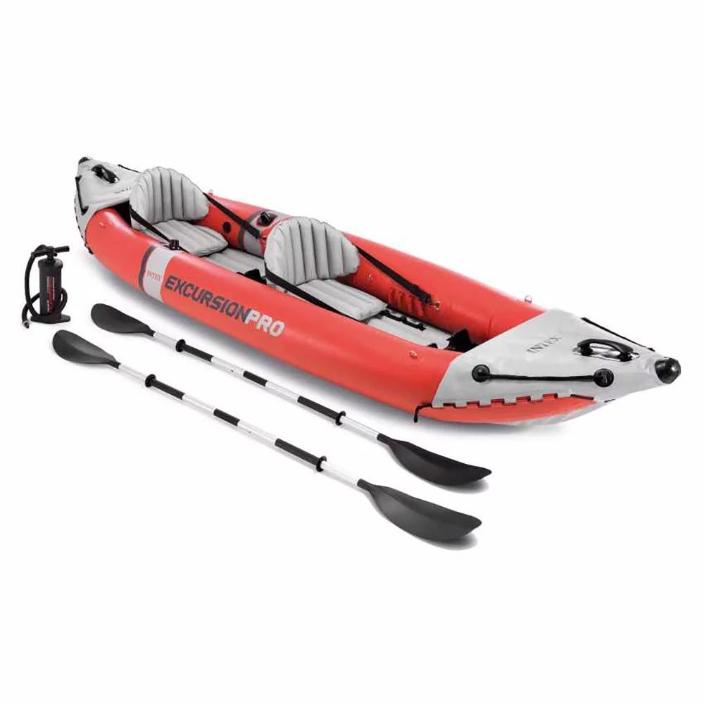 Vinyl Person (3 & Inflatable Excursion with 2 Oars Pump, Kayak Pro Pack) Red