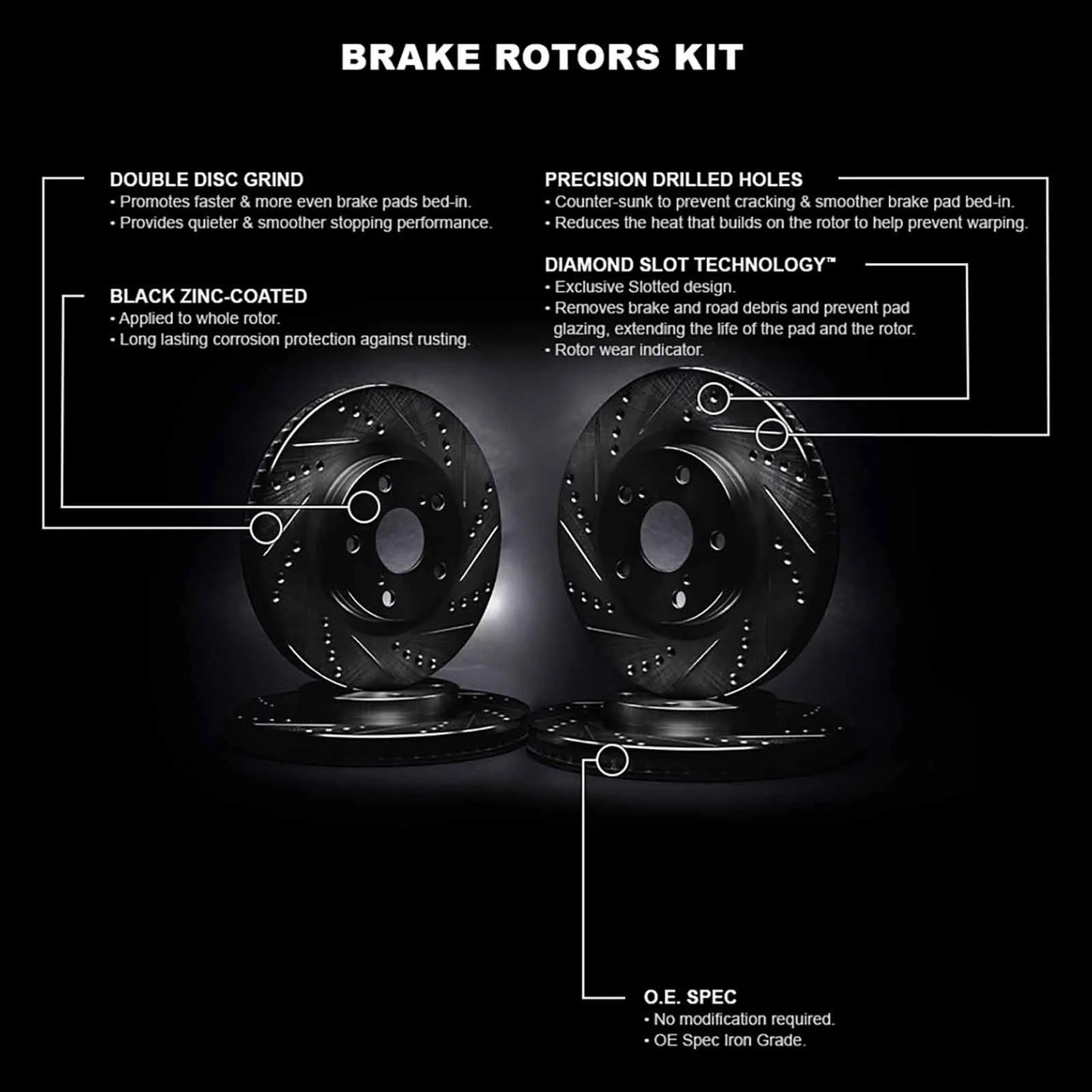 R1 select: Brake 2014-2017 F-TYPE JAGUAR Concepts D/S S, Black 20005 Fits JAGUAR 2018-2020 Rotor Concepts R1 F-TYPE Whpn2