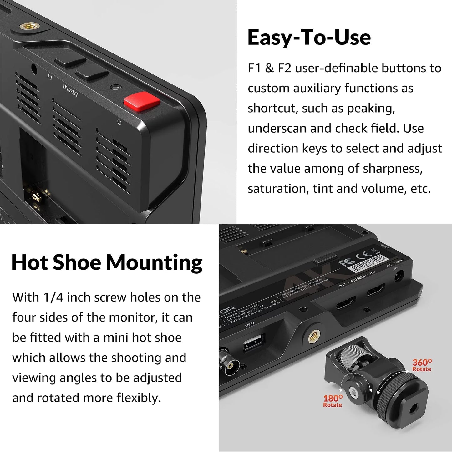 4K Ultra On- 4K- LILLIPUT 7 Photos HD Taking Monitor Movi Functions with Inch & & Support Creating Input Sunlight Resolution 3D-LUT Full for Output HDR 1800nit Viewable 3G-SDI H7S Brightness