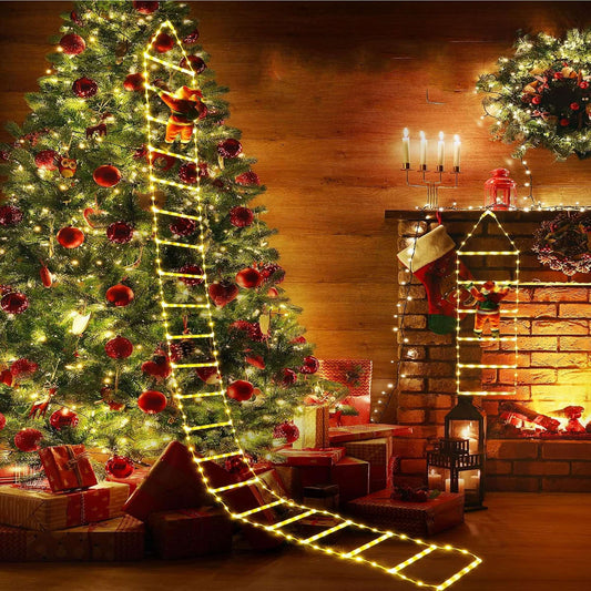 Ladder Roof Lights 10.5 Christmas Waterroof Lava Xmas with Home Decor Outdoor for Claus Lights Santa Tree Lights ft Porch Xmas Garden Climbling Wall Led