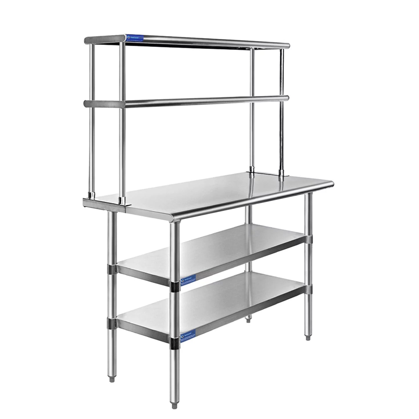 12" | Work Double Wide x Combo Metal | Prep Overshelf & Table Table Tier Shelves 24" Steel Stainless Shelving Two Kitchen 48" With