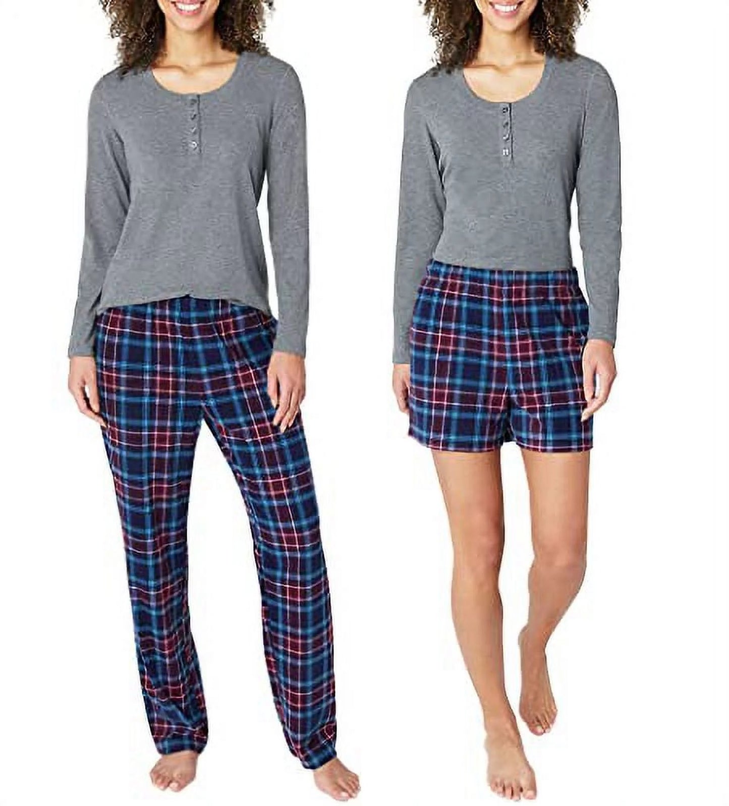 3-Piece Knit (Gray, Large) Bauer Set Pajama Waffle Eddie Women's