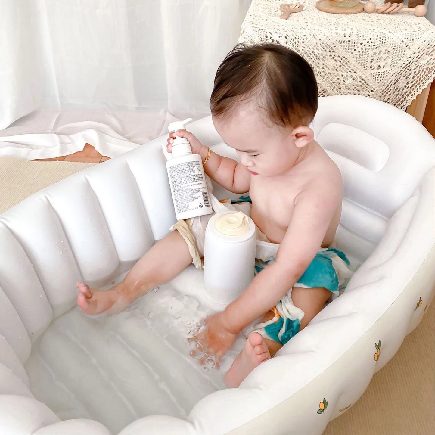 Bath Swimming Bath Newborn Baby Portable Pool Tub Inflatable Foldable Baby Bathroom