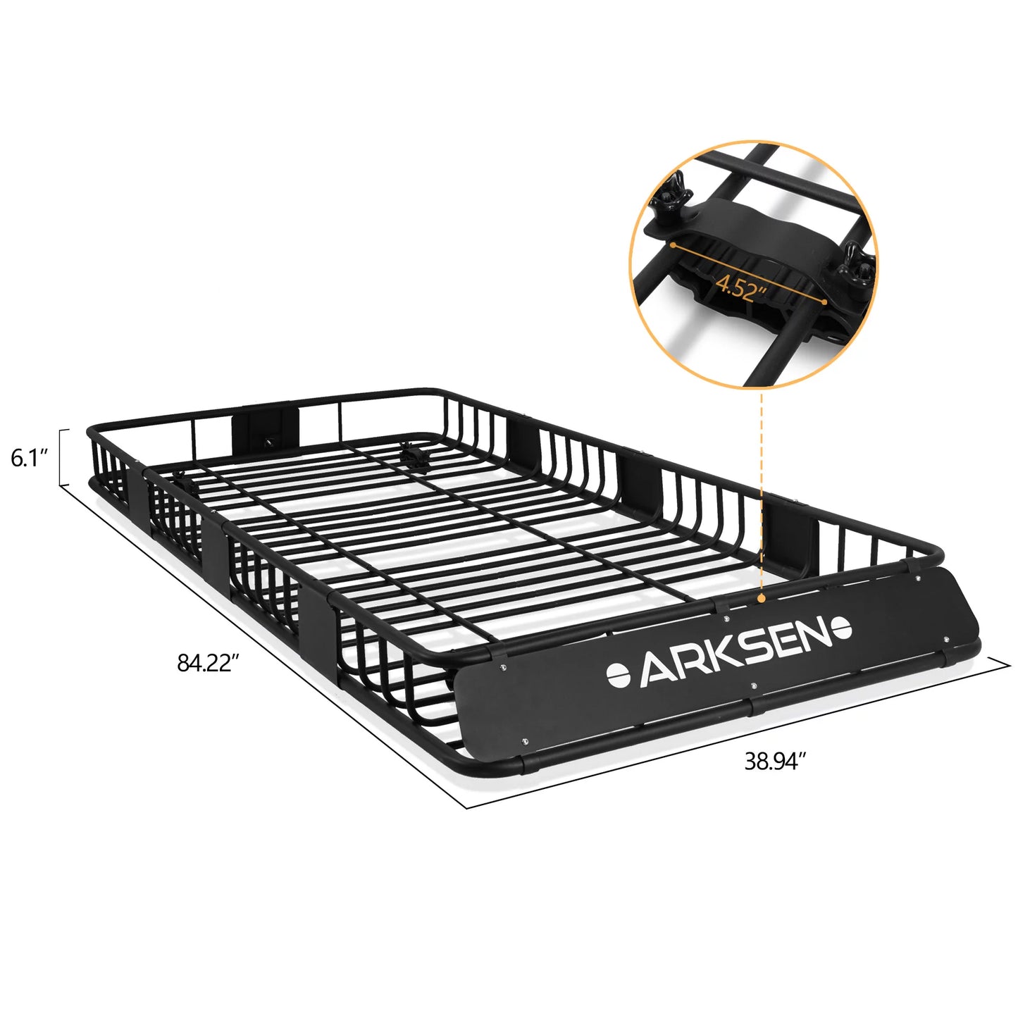 Black Carrier 6" 84"x ARKSEN Rack SUV Holder Extension Roof Car Camping, 39"x Luggage Cargo Universal Top Basket