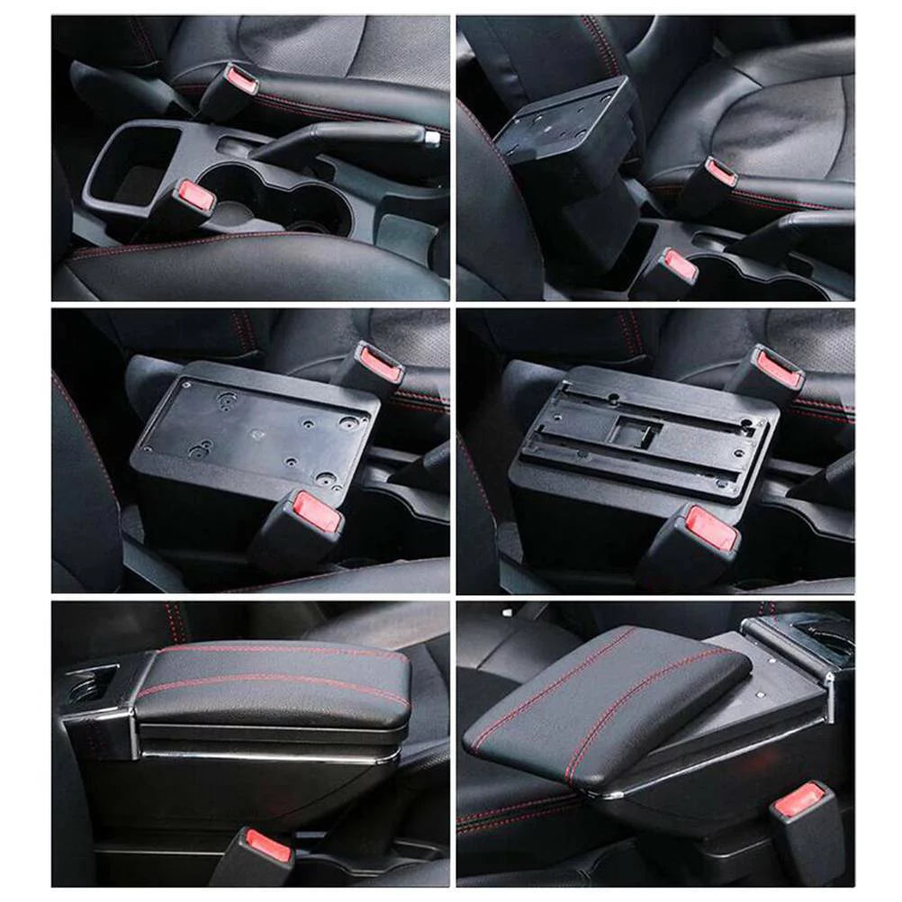 Central For Armrest Honda Jazz/ Compartment Black Storage Console 2002-2008 Box Fit