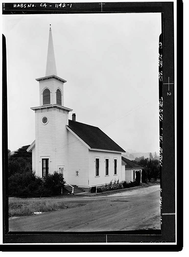 CA, 17-7/8" x Print, Framed Santa County, Congregational 21-7/8" Soquel, Church, Cruz Historic