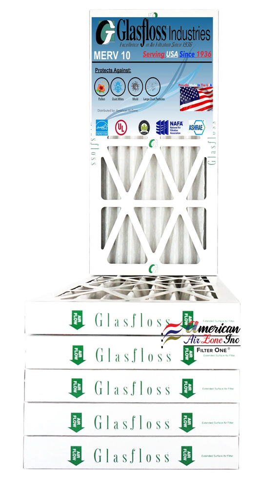 The Pleated USA. Air - Air Filter Filter - 10 10x30x2 Furnace Office Made of - Home 2" In MERV AC HVAC - Air Filter - or - or (Pack 6) Glasfloss