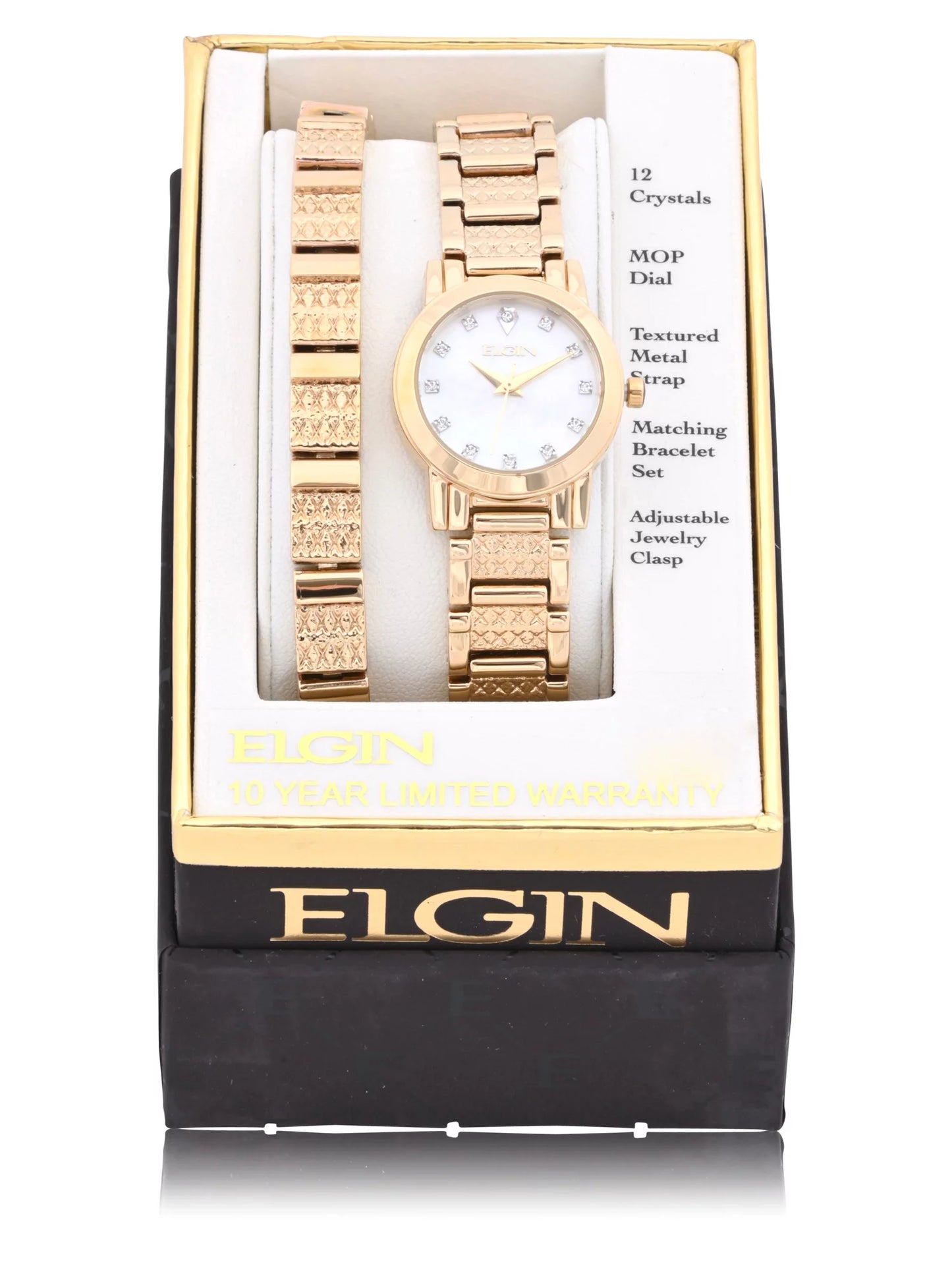 Set Dial Stones and Bracelet with Watch Czech in and Gold MOP Elgin Female (EG180011ST) Adult